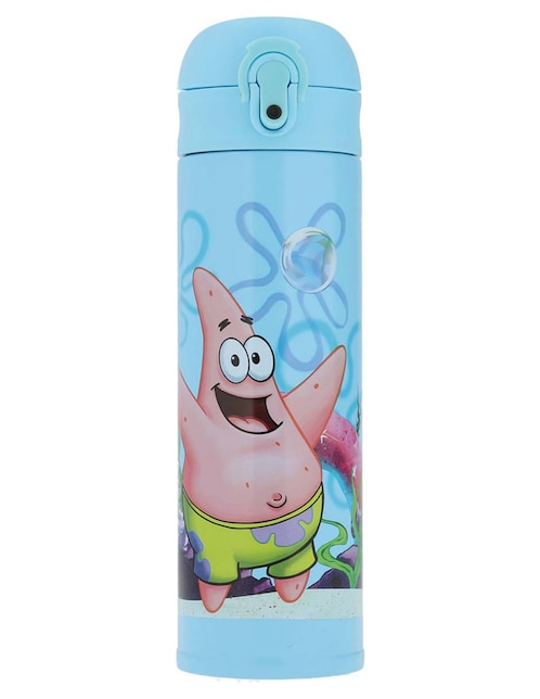 Termo Siglo XXI de acero inoxidable Bob Esponja con tapa push pull 400 ml