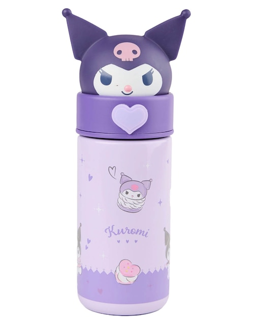 Termo de acero inoxidable Kuromi con tapa rosca 350 ml 1