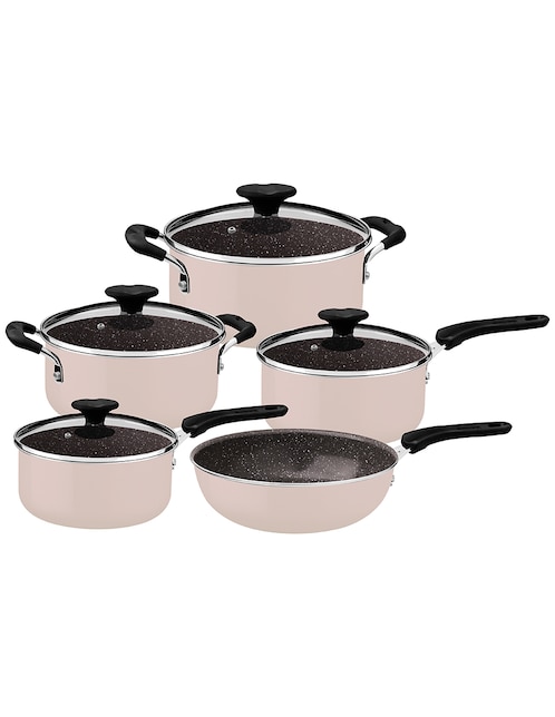 Batería de cocina Tramontina de aluminio antiadherente cerámica 9 piezas