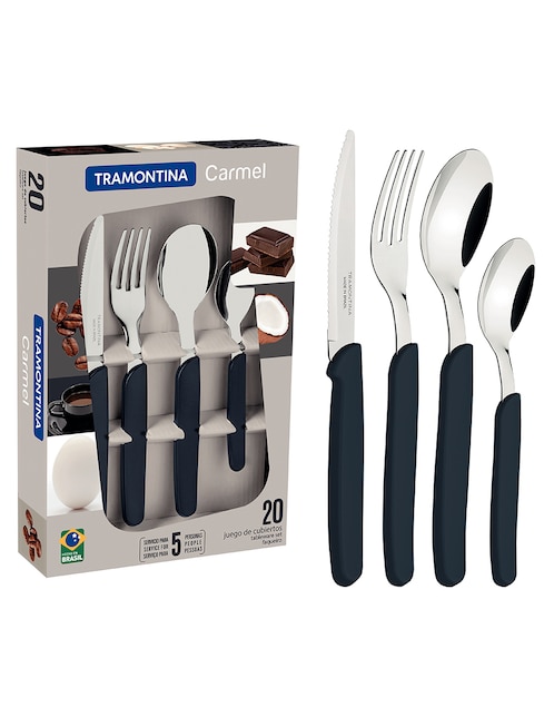 Set cubiertos Tramontina carmel de acero inoxidable 20 piezas