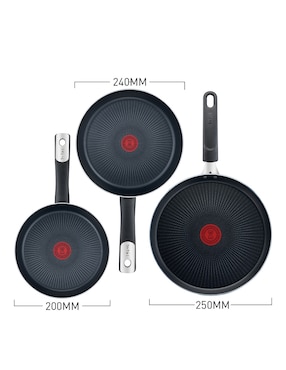Set de sartenes T-Fal Hard Titanium de aluminio 3 piezas