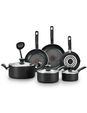 Batería de cocina T-Fal de aluminio antiadherente convencional 10 piezas