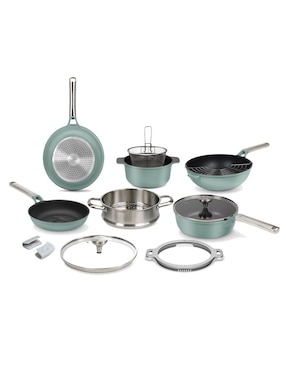 Batería De Cocina Jade Cook ProSeries De Aluminio Anodizado Antiadherente Combinado 13 Piezas