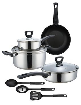 Batería de cocina Homage de acero inoxidable antiadherente convencional 10 piezas