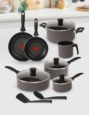 Batería de cocina T-Fal Family Cook de aluminio antiadherente titanio 13 piezas