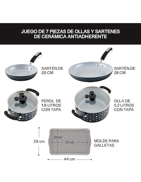 Batería de cocina Farberware de aluminio antiadherente cerámica 7 piezas