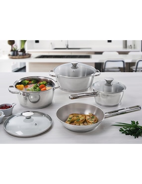 Batería de cocina Tramontina de acero inoxidable 7 piezas