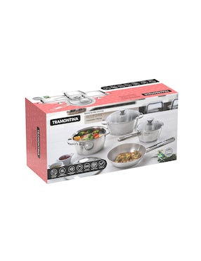 Batería de cocina Tramontina de acero inoxidable 7 piezas