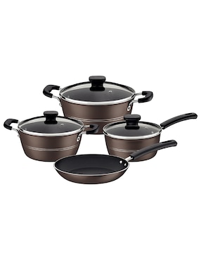 Batería de cocina Tramontina de aluminio antiadherente starflon excellent 7 piezas