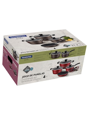 Batería de cocina Tramontina de aluminio antiadherente starflon excellent 7 piezas