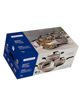Batería de cocina Tramontina de aluminio antiadherente starflon premium 7 piezas