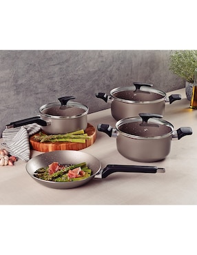 Batería de cocina Tramontina de aluminio antiadherente starflon premium 7 piezas