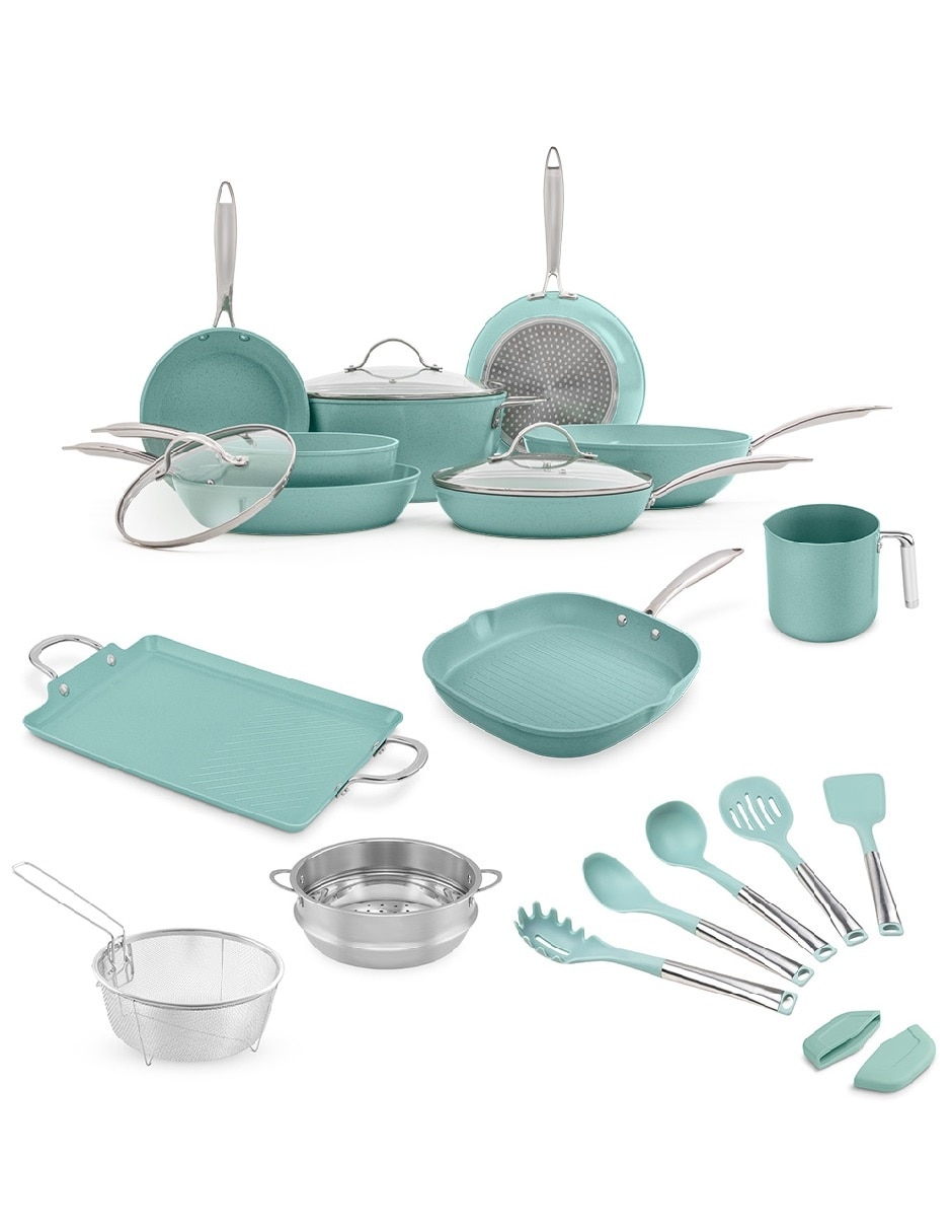 Batería de cocina Jade Chef Plus de cerámica antiadherente minerales naturales 22 piezas