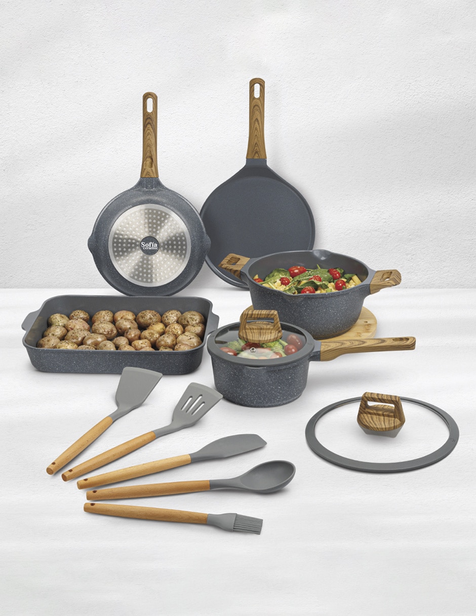Batería de cocina de cerámica antiadherente cerámica 12 piezas 12
