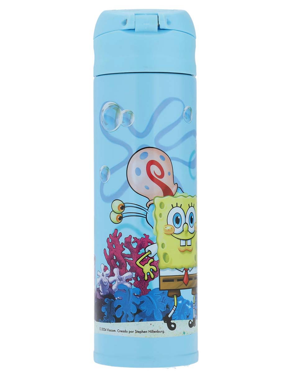 Termo de acero inoxidable Bob Esponja con tapa push pull 400 ml 2
