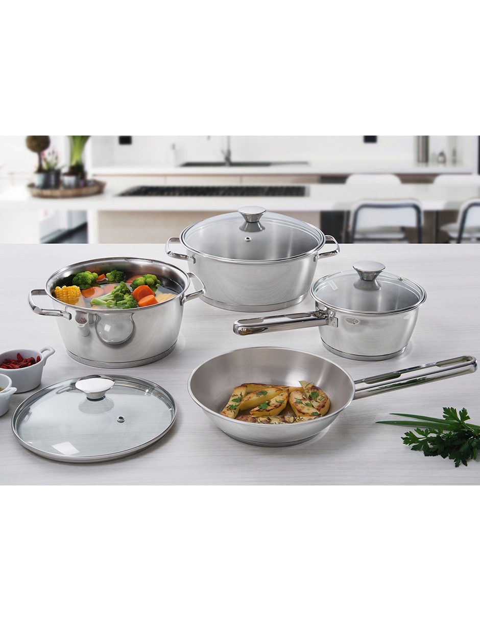 Batería de cocina de acero inoxidable 7 piezas 2