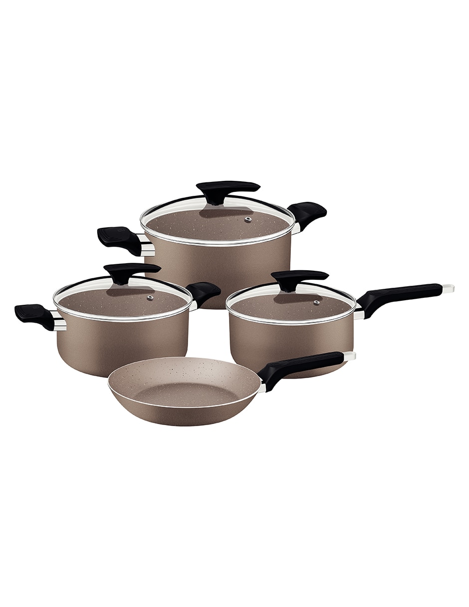 Batería de cocina de aluminio antiadherente starflon premium 7 piezas Batería de cocina de aluminio antiadherente starflon premium 7 piezas