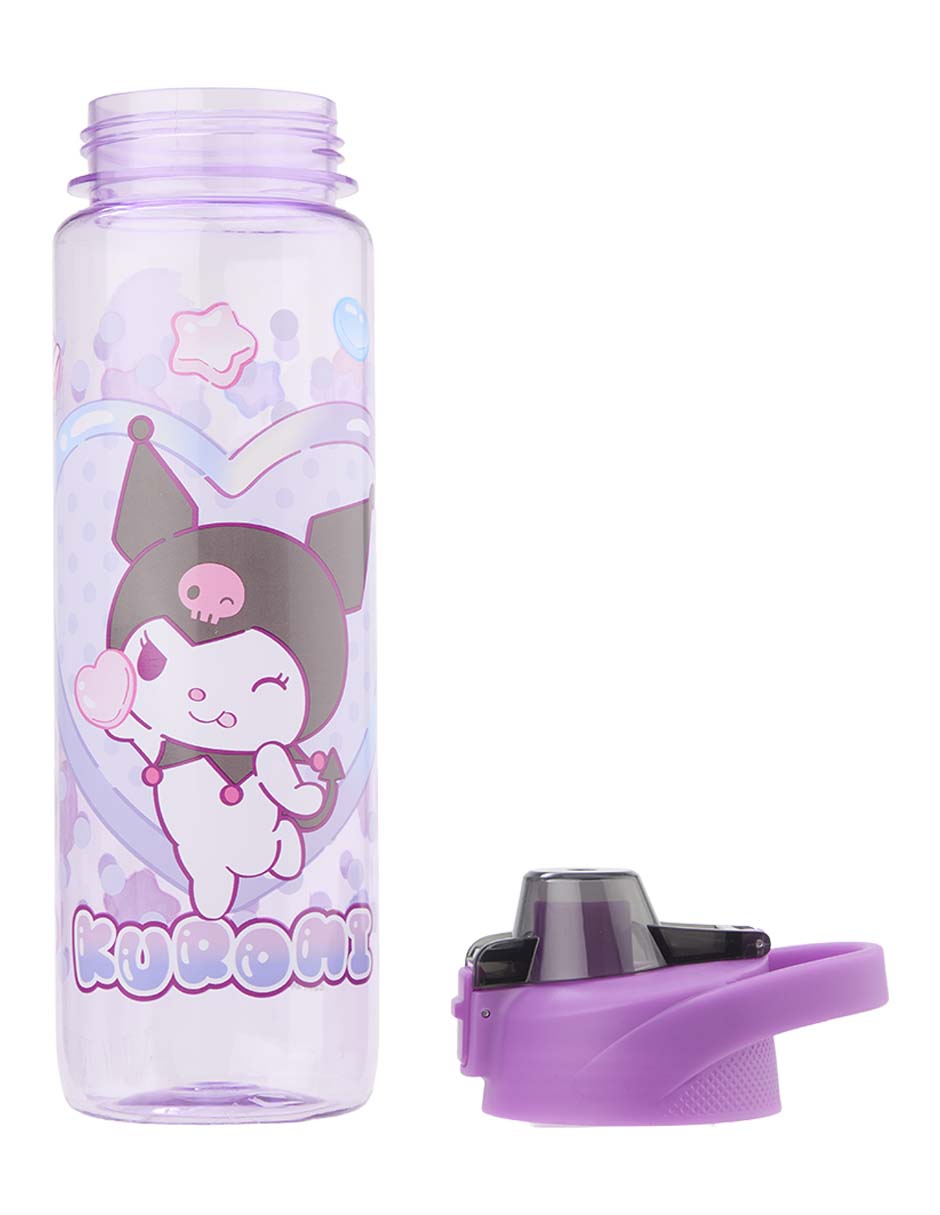 Botella de agua Kuromi con tapa push pull 1L 2