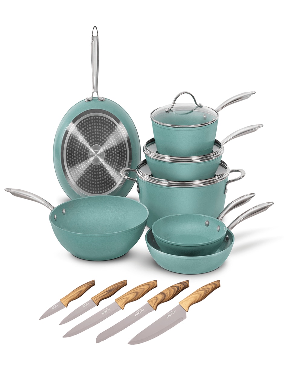 Batería de cocina de acero inoxidable antiadherente cerámica 10 piezas 9